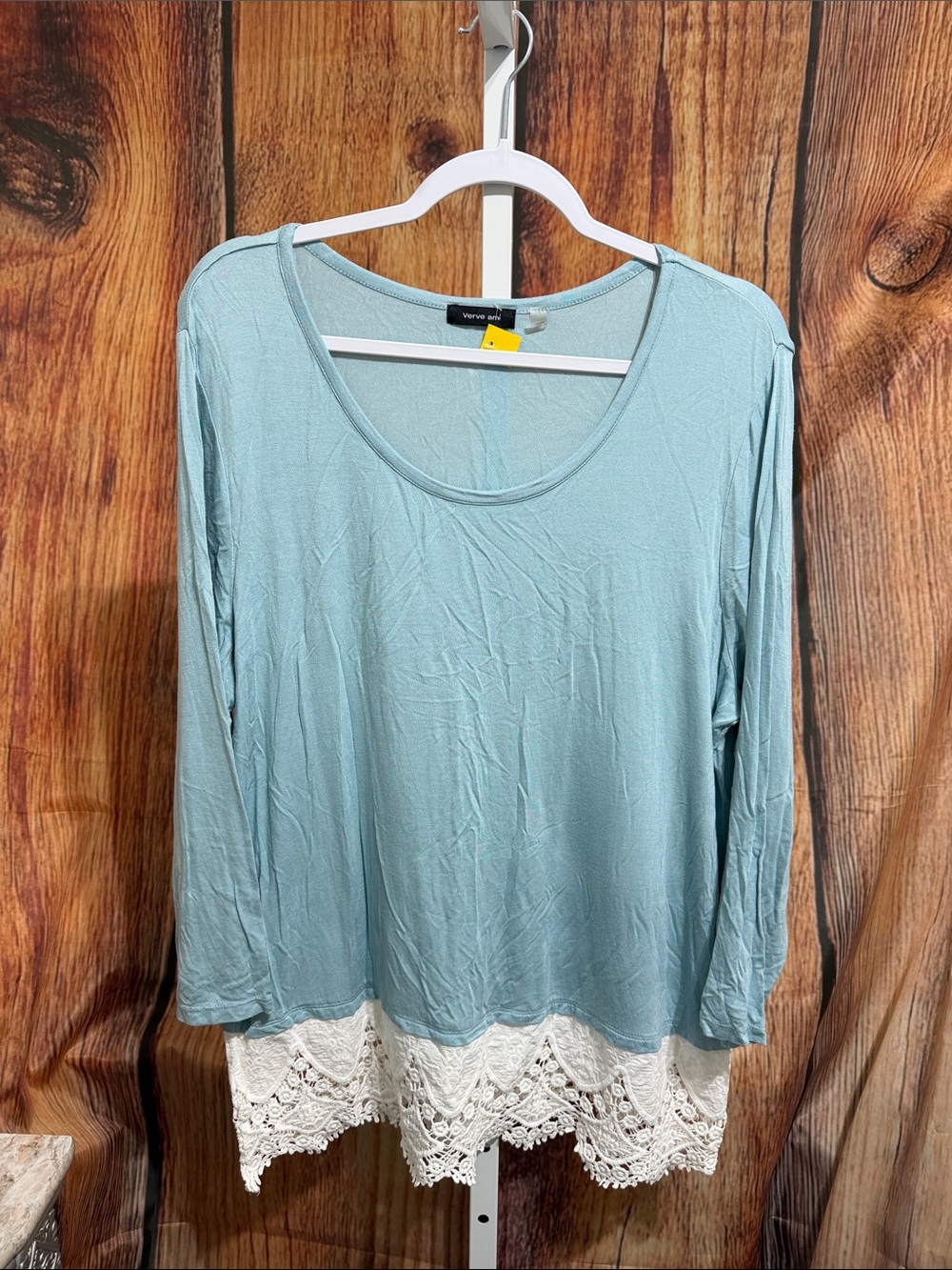 🚨(5/$10) Verve Ami Lace Bottom Blouse Size XL